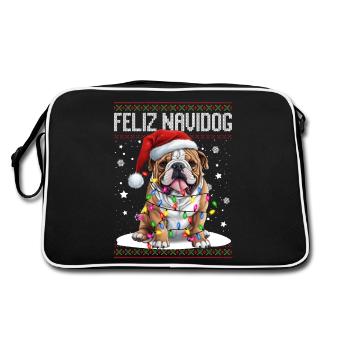 Chiot bouledogue Feliz Navidog - Feliz Navidad Christ - Sac Retro - noir/blanc - Dos