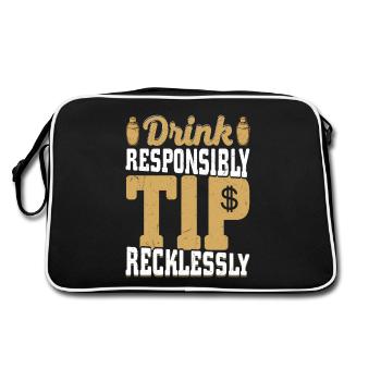 Buvez de manière responsable Pourboire imprudemment Barman Cocktai - Sac Retro - noir/blanc - Dos