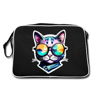 Chat avec lunettes de soleil - chat avec lunettes - Sac Retro - noir/blanc - Dos
