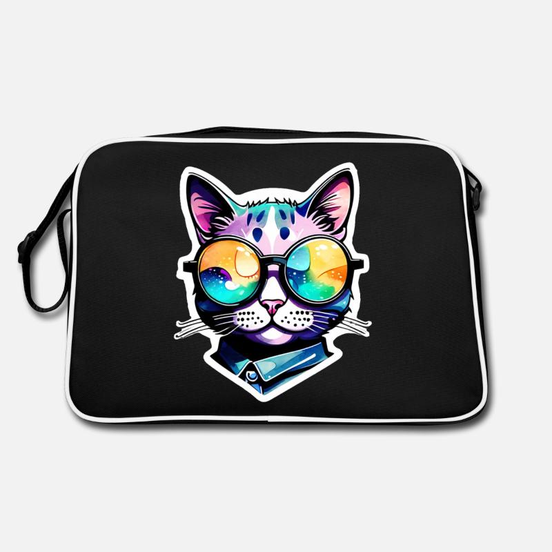 Katze mit Sonnenbrille - Katze mit Brille Retro Tasche