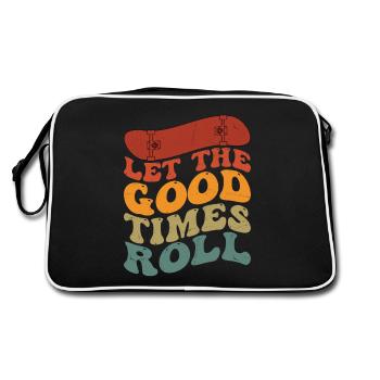 Let The Good Times Roll Skateboard Skater Skateboa - Retro Bag - black/white - Back