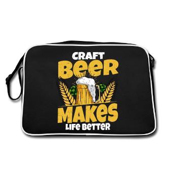 Craft Beer Makes Life Better Brew Brewer Homebrew - Retro Bag - black/white - Back