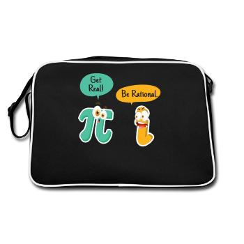 Get Real Be Rational Funny Pi Day Math Teacher - Retro Bag - black/white - Back