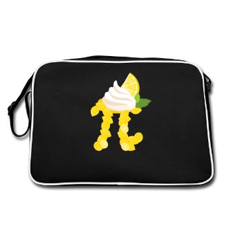 Funny Pi Day Math Lover Lemon Cake Meringue - Retro Bag - black/white - Back