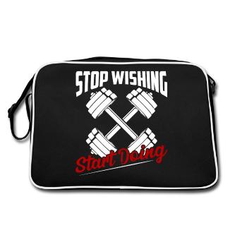 Stop Wishing Start Doing Weight Lifting Workout Tr - Retro Bag - black/white - Back
