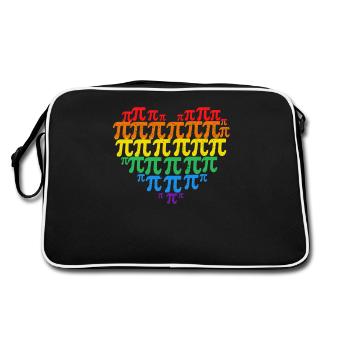 Pi Day Rainbow Heart Math LGBT Gay - Retro Bag - black/white - Back