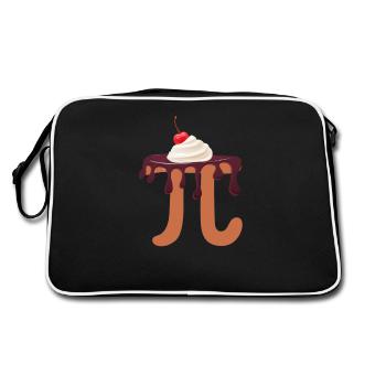 Funny Chocolate Cream Cake Teacher Pi Day Math - Retro Bag - black/white - Back