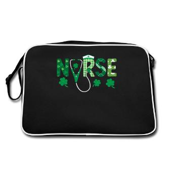 Nurse Stethoscope Medicine Irish - Retro Bag - black/white - Back