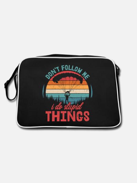 Ne me suis pas, je fais des choses stupides parachute skydi - Sac Retro - noir/blanc - Dos