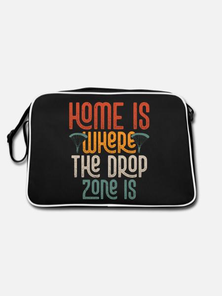 La maison est là où la zone de largage est parachutiste parachute - Sac Retro - noir/blanc - Dos