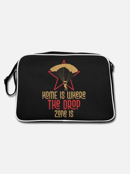 La maison est là où la zone de largage est parachutiste - Sac Retro - noir/blanc - Dos