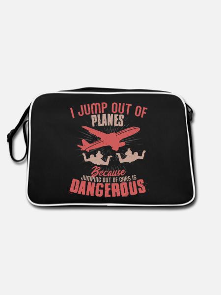 Je saute d’un parachute de parachutiste d’avion - Sac Retro - noir/blanc - Dos
