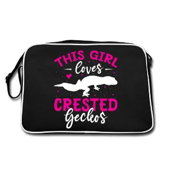 Crowned Gecko Crested Gecko Double Finger Gecko - Retro Bag - black/white - Back