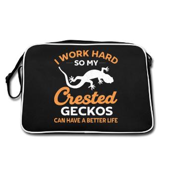 Crowned Gecko Crested Gecko Double Finger Gecko - Retro Bag - black/white - Back