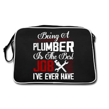Being A Plumber Is The Best Job I've Ever Have Plu - Retro Tasche - Schwarz/Weiß - Hinten