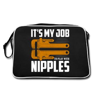 C’est mon boulot de jouer avec les mamelons plombier pipefitte - Sac Retro - noir/blanc - Dos