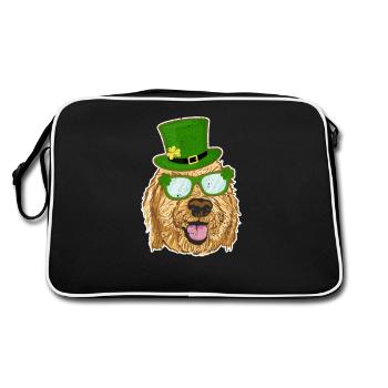 Irlandais Goldendoodle Doodle chien drôle St Patricks - Sac Retro - noir/blanc - Dos