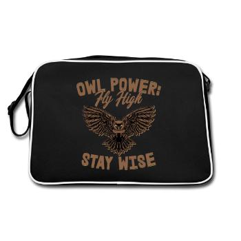 Owl Power: Fly High, Stay Wise Night Owls Nocturna - Retro Bag - black/white - Back