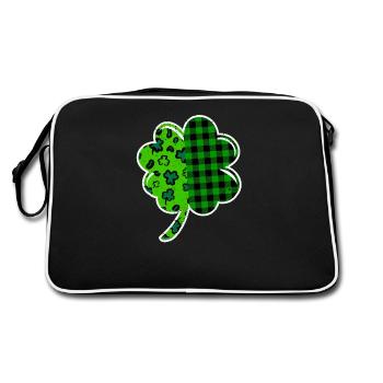 Büffel Grün Leopard Plaid Kleeblatt Cool - Retro Tasche - Schwarz/Weiß - Hinten