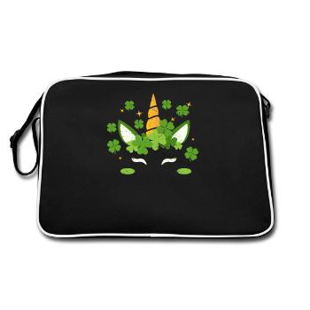 Licorne Face St. Patrick’s Day Trèfle irlandais - Sac Retro - noir/blanc - Dos
