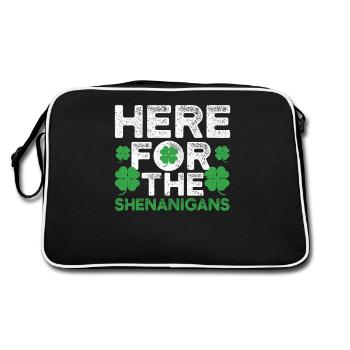 Hier für die Shenanigans Lucky St. Patrick's Day - Retro Tasche - Schwarz/Weiß - Hinten