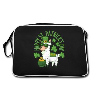 Bonne Saint-Patrick Lama vert alpaga chanceux - Sac Retro - noir/blanc - Dos