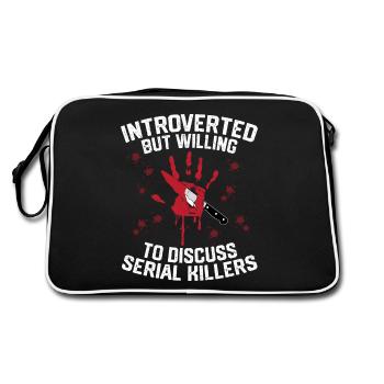 Willing To Discuss Serial Killers True Crime Murde - Retro Bag - black/white - Back