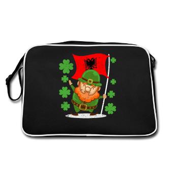 Albanische Flagge St. Patrick's Day Albanien - Retro Tasche - Schwarz/Weiß - Hinten