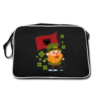 Albanische Flagge St. Patrick's Day Albanien - Retro Tasche - Schwarz/Weiß - Hinten