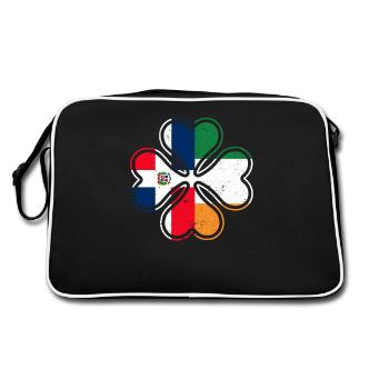Drapeau dominicain irlandais trèfle d’Irlande - Sac Retro - noir/blanc - Dos