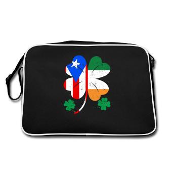 Drapeau portoricain irlandais trèfle d’Irlande - Sac Retro - noir/blanc - Dos