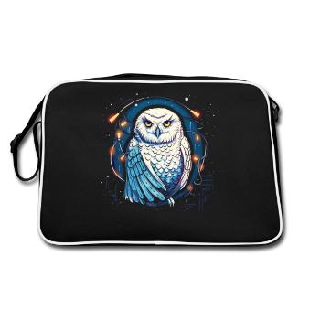 Harfang des neiges Noël ornement, aime les hiboux - Sac Retro - noir/blanc - Dos