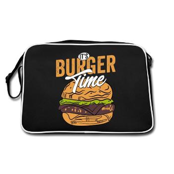 It's Burger Time Hamburger Food Meat Buns - Retro Tasche - Schwarz/Weiß - Hinten