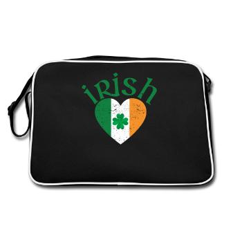 Drapeau irlandais patriotique Irlande trèfle - Sac Retro - noir/blanc - Dos