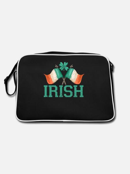 Drapeau irlandais patriotique Irlande trèfle feuille - Sac Retro - noir/blanc - Dos