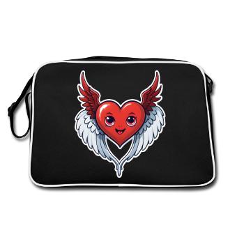 Red Heart with Wings - Retro Bag - black/white - Back