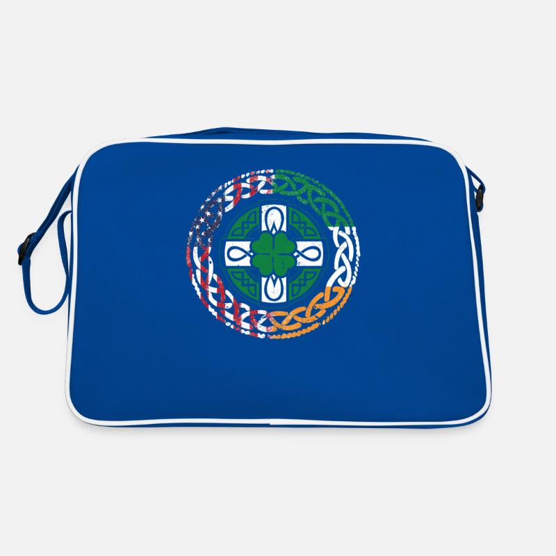 Irish, American, USA, Flag, Celtic Cross Retro Bag