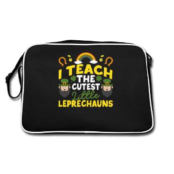 Ich unterrichte die süßesten kleinen Leprechauns - Retro Tasche - Schwarz/Weiß - Hinten