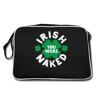 Irisch Sie waren nackt Lustig Saint Patricks Day - Retro Tasche - Schwarz/Weiß - Hinten