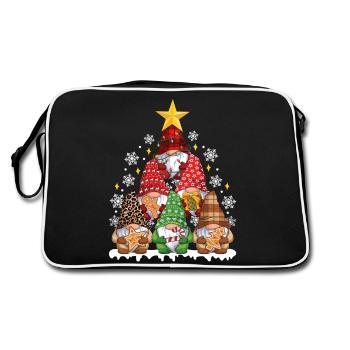 Funny Christmas Gnome Christmas Tree - Retro Tasche - Schwarz/Weiß - Hinten