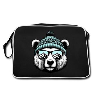 Drôle d’ours avec bonnet tricoté Ski vacances Snowboard - Sac Retro - noir/blanc - Dos