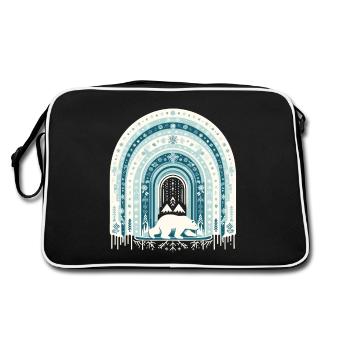 Ours polaire skiant dans un arc-en-ciel de neige et de glace - Sac Retro - noir/blanc - Dos