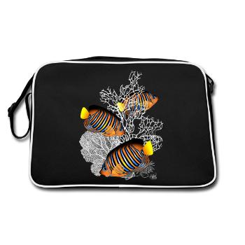 Fish, Corals, Sea, Ocean, Tropical Fish - Retro Bag - black/white - Back