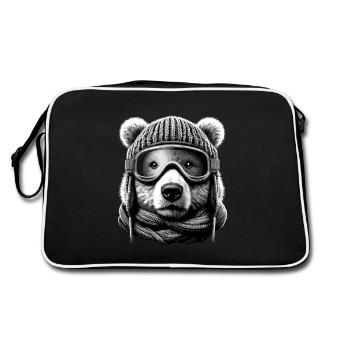 Ours Avec Lunettes De Ski Vacances De Ski Bonnet Tricoté - Sac Retro - noir/blanc - Dos