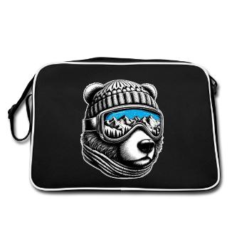Bear aime skier avec des lunettes de ski Montagnes Snow Fun - Sac Retro - noir/blanc - Dos