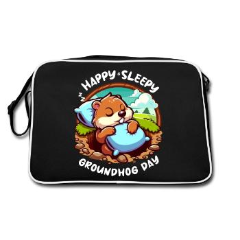 Jour de la marmotte printemps Amérique ombre - Sac Retro - noir/blanc - Dos
