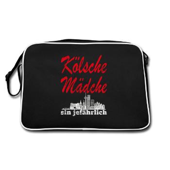 Karneval Kölsche Mädche Köln Kölsch Viva Colonia - Retro Tasche - Schwarz/Weiß - Hinten