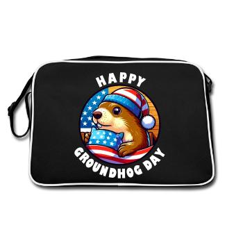 Marmotte Joyeux Jour de la marmotte Printemps Amérique - Sac Retro - noir/blanc - Dos