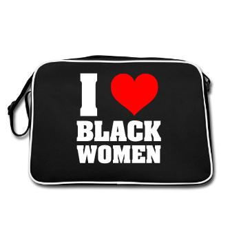 I Love Black Women Black is Beautiful Black Pride - Retro Bag - black/white - Back