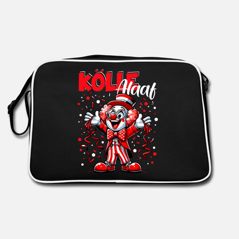 Köln Karneval Kölle Clown Alaaf Konfetti Rut Wiess - Retro Tasche - Schwarz/Weiß
